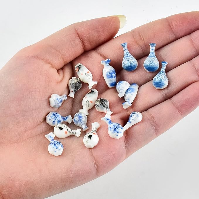 100 Pieces Tiny Vase for Dollhouse Miniatures Resin Things for Crafts Mini Vase for Fairy Garden Micro Landscaping Decoration