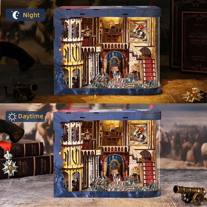 Book Nook Kit - 3D Wooden Puzzle for Adults, Teens, DIY Miniature Dollhouse Kit Booknook Tiny House Bookshelf Decor, Gifts for Family, Friends (Napoleon)