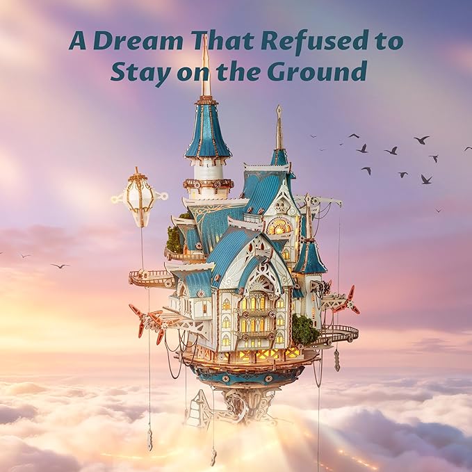 3D Wooden Puzzle Steam Castle Model – Steampunk Baroque Floating Castle DIY Building Kit