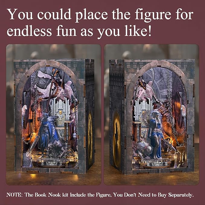 Book Nook Kit - DIY Miniature House Dollhouse Kit, Tiny House Booknook Bookshelf for Adults and Teens, Gifts for Family Friends (Throne of Bones)