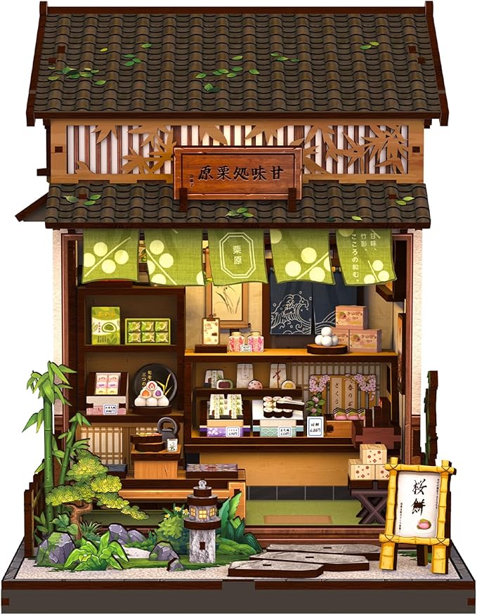 Cutefun Book Nook Kit - DIY Miniature House Kit for Adults, Teens and Beginners, Japanese Dessert Shop Booknook Tiny House Bookshelf Decor 3D Wooden Puzzles, Gifts for Friends and Family (Sweet Shop)