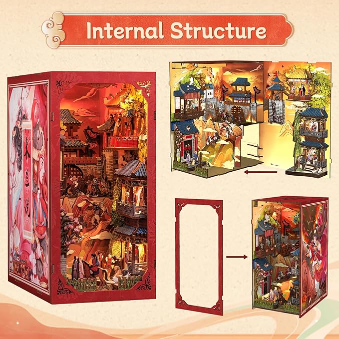 CUTEBEE Book Nook Kit - DIY Miniature House Kit for Adults and Teens, Dollhouse Booknook Tiny House Model Build Bookshelf Decor, Gifts for Family, Friends