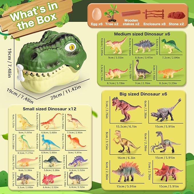 Dinosaur Toys for Kids 3-5,45PCS Realistic Jurassic Dinosaurs Figures with Eggs&Trees&Fence Playset to Create a Dino World,Educational Figures, Great Gift for Toddler Boys & Girls