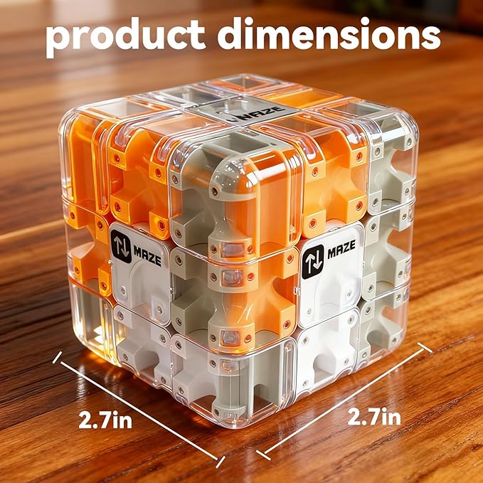 Challenging 3D Labyrinth Maze Cube, Brain-Testing Puzzle Game for Kids 8+, Educational Logic Toy for Home or Travel