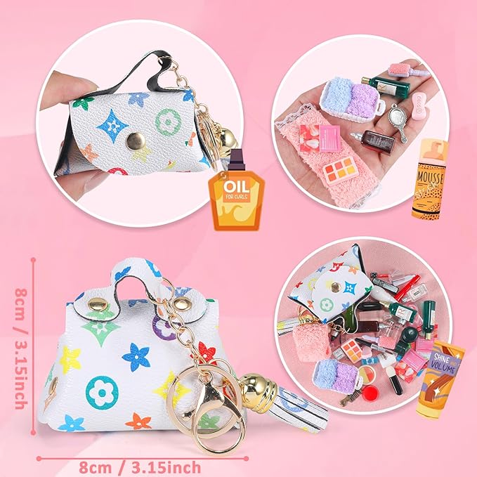 62 Pcs Miniature 1: 12 Scale Dollhouse Decoration Accessories Include Dollhouse Toothbrush Toothpaste Towel Mask Soap Lipstick Comb Shampoo Lotion Cleansing Cream Perfume Bag