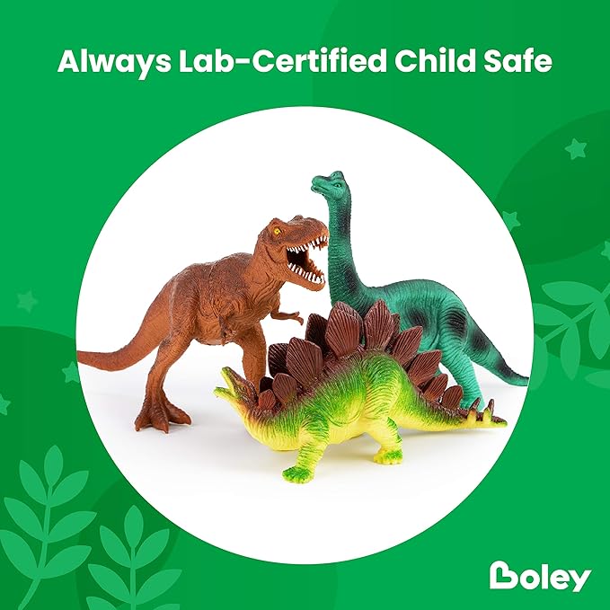 Boley Dinosaur Toys for Kids for Boys Girls Age 3-5 & 5-7, 9-Inch Educational Realistic Dinosaur Figures for Kids and Toddler T-Rex, Triceratops, Velociraptor - 12 Pack