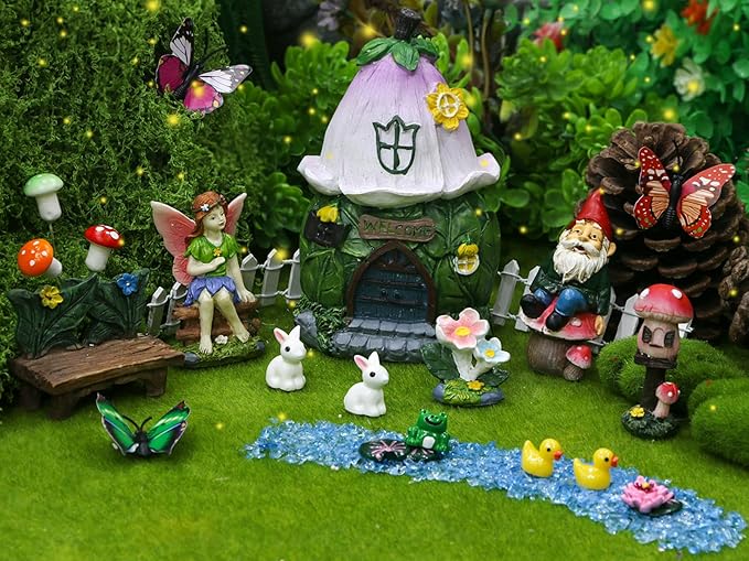 BangBangDa Miniature Fairy Garden Accessories - Fairies Gnome Figurines Statue Set Indoor Outdoor Garden Decoration Birthday Gardening Gifts for Girl Boy Mother Girlfriend