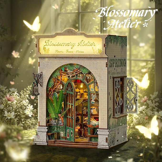 Book Nook Kit，DIY Miniature Dollhouse Kit for Adults and Teens，3D Wooden Tiny House for Family and Friends，Bookshelf Decor in Halloween/Christmas（Book Store） (White Cottage)