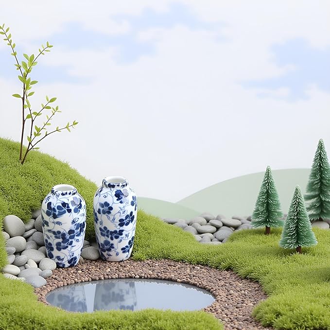 7Pcs 1/12 Miniature Vases Dollhouse Decoration Accessories, DIY Micro Landscaping Decor
