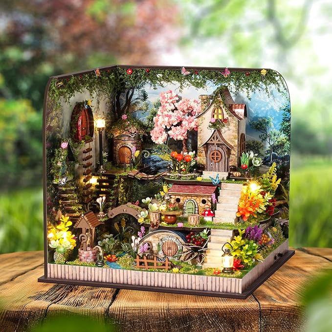 DIY Miniature House Kit, Dollhouse Kit with Music and LED Light, Mini House Building Kits for for Adult to Building, Christmas Home Decorations Gifts for Family and Friends, Whisperwood