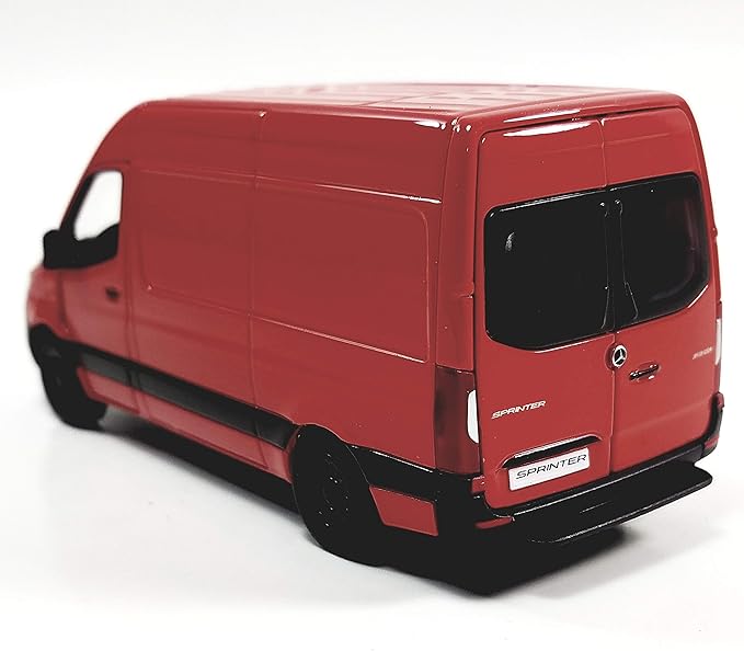 KiNSMART - Mercedes-Benz Sprinter Cargo Van 1:48 O Scale 5" Die Cast Metal Model Toy Van, Pull-Back Action (Red)