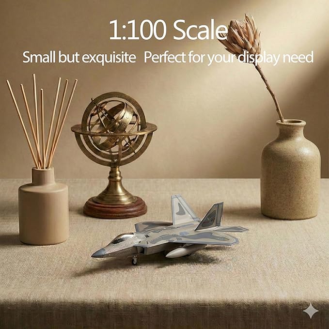 F-22 Raptor Die-cast Airplanes-1/100 Scale Spirits of American Fighter Jet Metal Aircraft Model for Collector, Aviation Enthusiast-Premium Collectiable with Display Stand