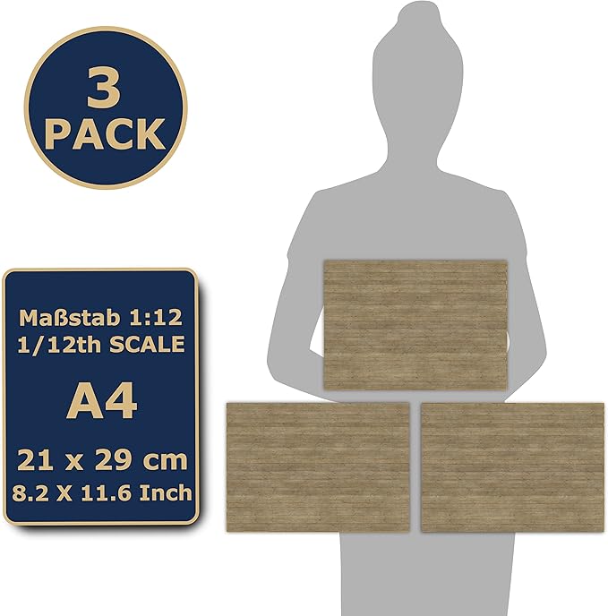 3 Sheets Self-Adhesive Flooring for Dollhouse 1:12 Scale (Decking)