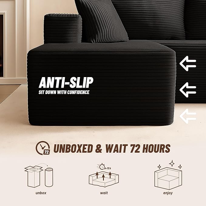 Cozy Square Ottoman, Comfortable Seating, No Assembly Required, Black
