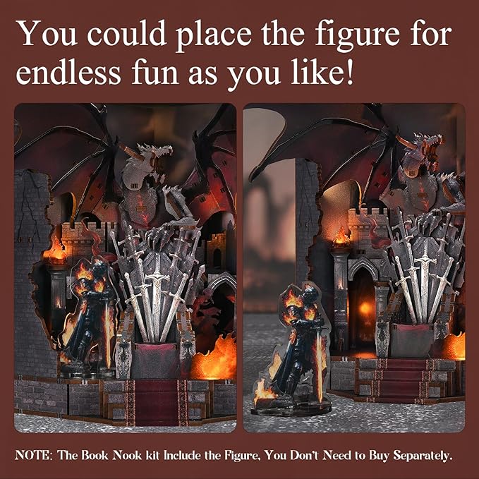 Book Nook Kit - DIY Miniature House Dollhouse Kit for Beginners, Adults and Teens, Booknook Tiny House Bookshelf Decor, Gifts for Family, Friends (Throne of Blades)