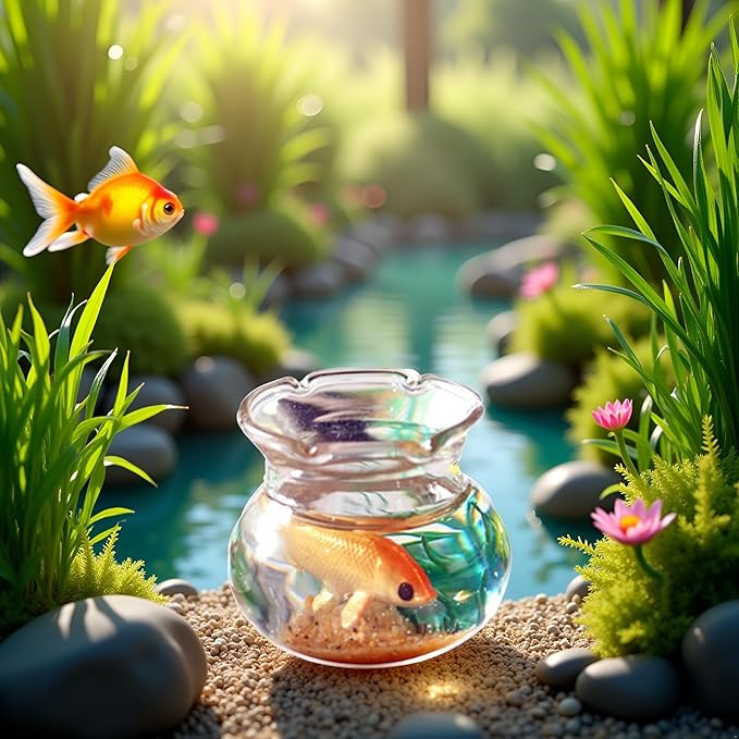 Dollhouse Miniature Goldfish Bowls, Chic Miniature Fish Tank with Smooth Surface, Realistic Resin Dollhouse Fish Tank Accessories for Garden Scene Decor, Dollhouse Accessories (1.06"x0.51"x1.02")