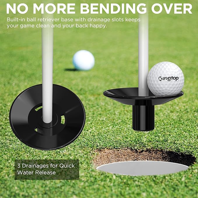 KINGTOP Golf Flagstick - Portable Design, Practice Putting Green Flag Stick for Yard, Club - Golf Pole Pin Flagpole, 3FT or 6FT Heights Available