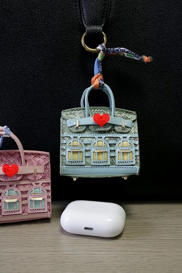 Buyborgood 2 PCS Women Mini Backpack Keychain Accessories Key Pouch Holder Coin Purse Bag Charm Wallet (Cyan + LRed)