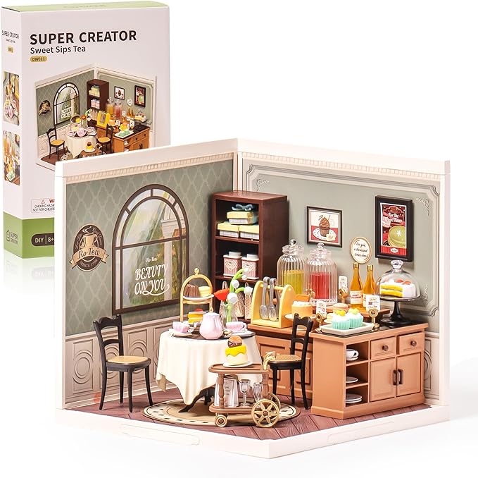 Wowood Super Creator-Mini Blocks Model Building Set for Adults, Miniature Plastic House Kit Super Store-Building Blocks Toys for Teens 8-12, DIY Crafts/Hobbies for Teens&Adults (Sweet Sips Tea)