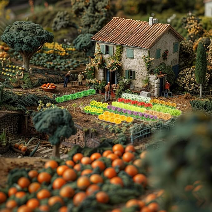 140Pcs DIY Miniature Colorful Flower Cluster Self Adhesive Flower Vegetation Groups Static Grass Tufts for Train Landscape Railroad Scenery Sand Military Layout Model Miniature Bases and Dioramas