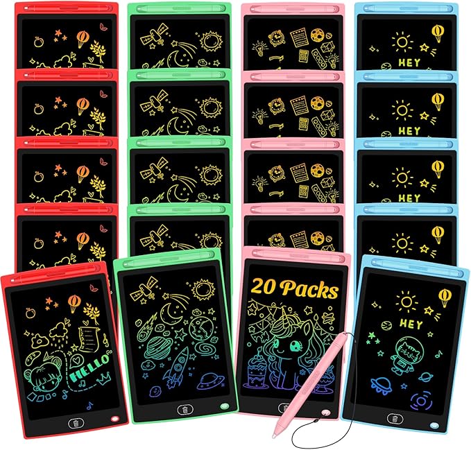 20 Pack LCD Writing Tablet for Kids - Erasable and Reusable Toddler Doodle Board in 8.5 inch, Ideal Drawing Pad for Learning Toy for Ages 3-8, Gift for Girls Boys (20 Pack)
