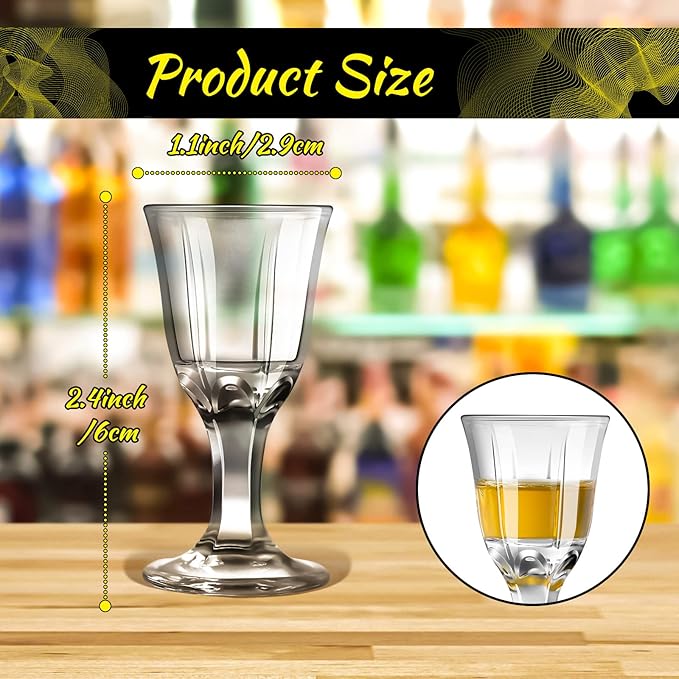 CHENGU 12 Pcs Mini Shot Glasses - 0.4 OZ/Half an Ounce, Clear Cordial wine Glasses with Base for Wine, Tequila, Whiskey, Spirits