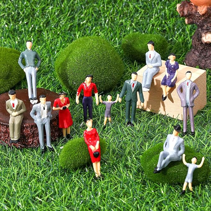 50 Pcs Mini People Figurines 1: 30 Scale Tiny People Model Miniature Sitting and Standing Little Plastic Figurines for Miniature Scenes