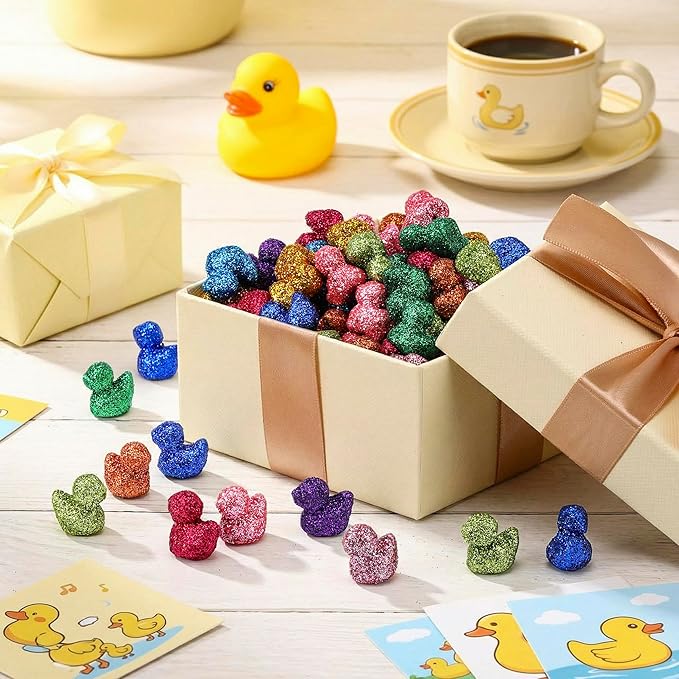 Yaocom Vivid Glitter Mini Duck Statue Golden Duck Figurines Micro Garden Landscape Dollhouse Cake Decoration Potted Plants DIY Craft Charms for Party Christmas Thanksgiving Gift
