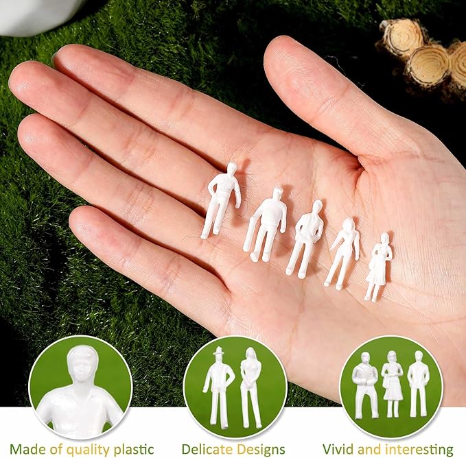 Namalu 50 Pcs, 1: 75 Scale White Unpainted Mini People Figures Miniature People for Model Trains Architectural Standing and Sitting Mini Diorama Figures for Architectural Project