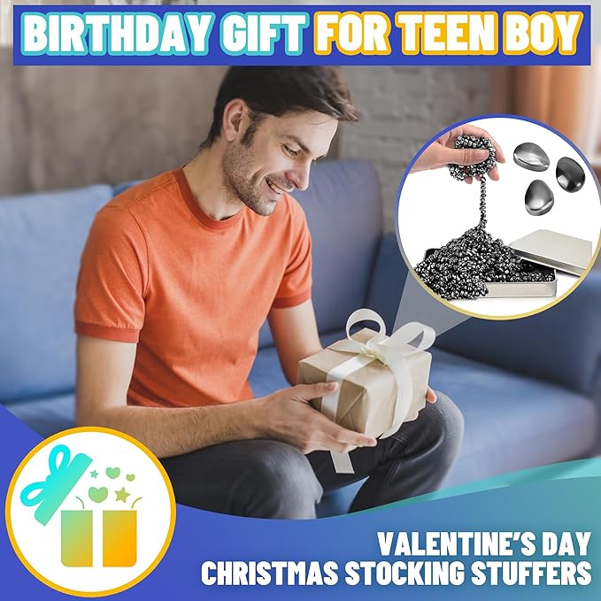 Valentines Day Gifts for Him Teen Boy, 300pc Magnetic Fidget Toy for Adult Men Sensory Autism ADHD Office Desk Stress Anxiety Magnet Beads Balls Stones Cool Gadget for Teen Girl Easter Basket Stuffer