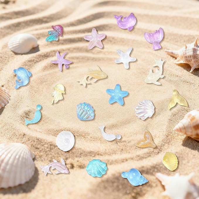 BuQiuRen 240pcs Mini Ocean Resin Animals, Tiny Sea Animal Figurines to Hide Miniature Plastic Fish Aquarium Decorations for DIY Crafts Fish Tank Potted Micro Fairy Garden Dollhouse