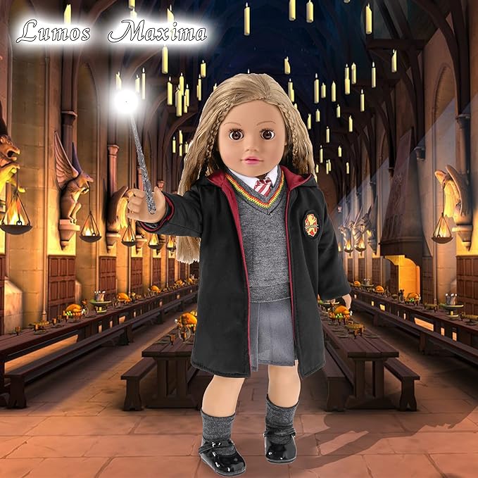 18 Inch Doll Clothes and Accessories School Uniform Costume Set Include Outfit Shoes for Girls (No Doll)