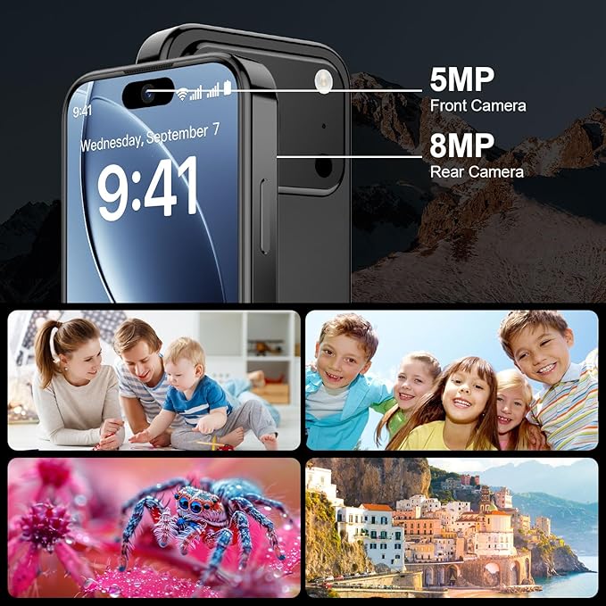 BLKE AIR Mini Phone 4G Unlocked 3+32GB Mini Smartphone with 3.7'' HD Touch Screen 2000mAh Battery Compact Backup World's Smallest Phone for Kids & Students GPS Dual SIM Face ID Black | 4G Unlocked 3+32GB