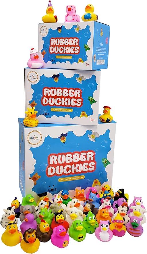 25-Pack Assortment Rubber Duck Toy Duckies for Kids, Bath Birthday Gifts Baby Showers Classroom Incentives, Summer Beach and Pool Activity, 2" (25-Pack)