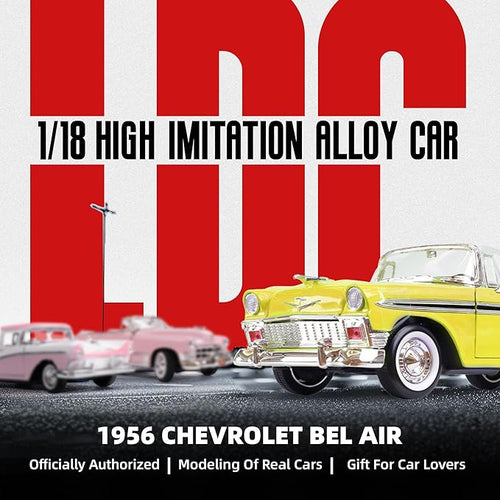 1956 Chevrolet Bel Air 1/18 Scale Die-Cast Metal Model Premium Classic Vintage Alloy Collection Cars with Display Case, for Kids Men and Teens Dad 14+ Year