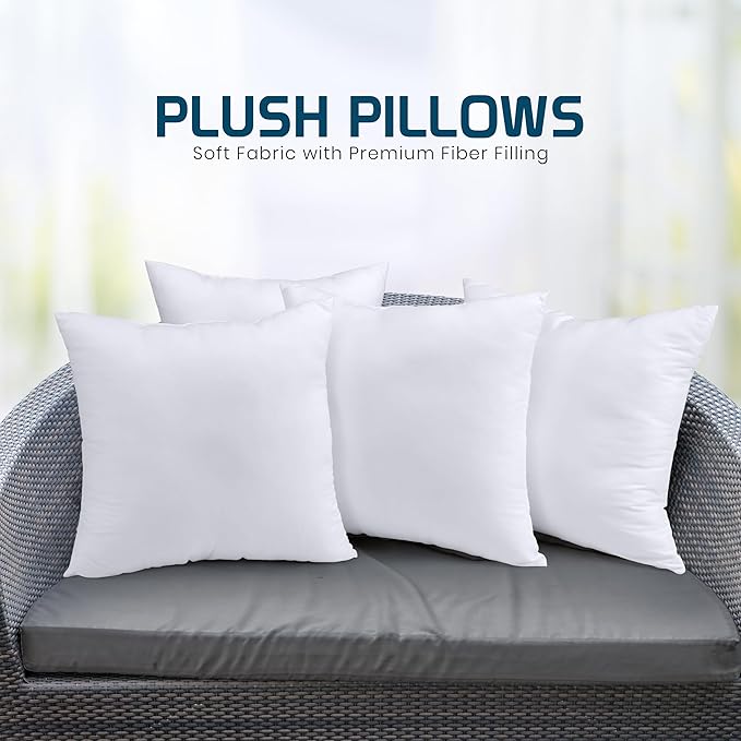 Utopia Bedding Throw Pillows (Set of 4, White), 20 x 20 Inches Pillows for Sofa, Bed and Couch Decorative Stuffer Pillow