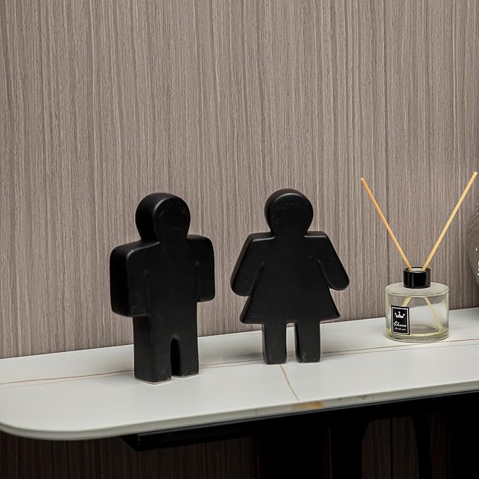 Defined Deco Ceramics Figures Decorative Objects, Funny Bathroom Decor for Shelves, Cute Modern Black Bookshelf Decor