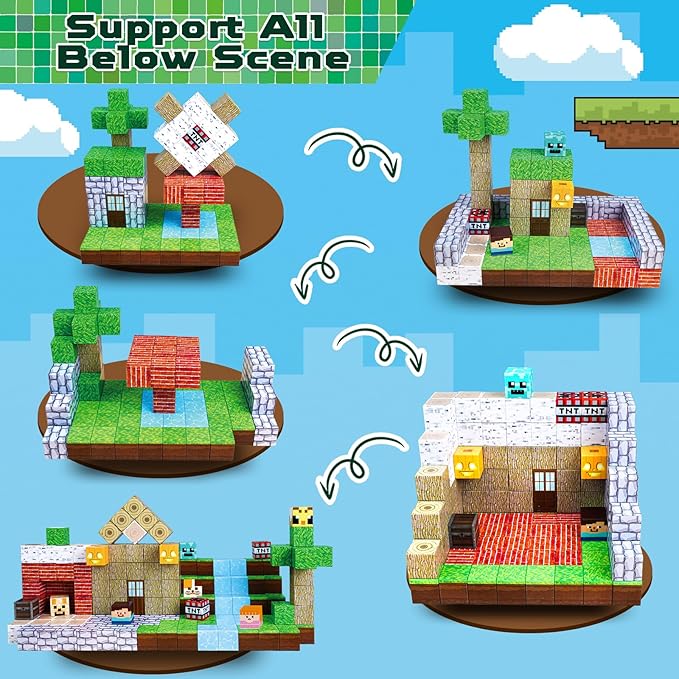 150PCS Magnetic Blocks - Magnetic Building Blocks, Magnet Cubes Toys Stacking, Build Forest World Set, STEM Montessori Sensory Toys for Kids Boys Girls Ages 3-5 6-8 Christmas Birthday Gifts