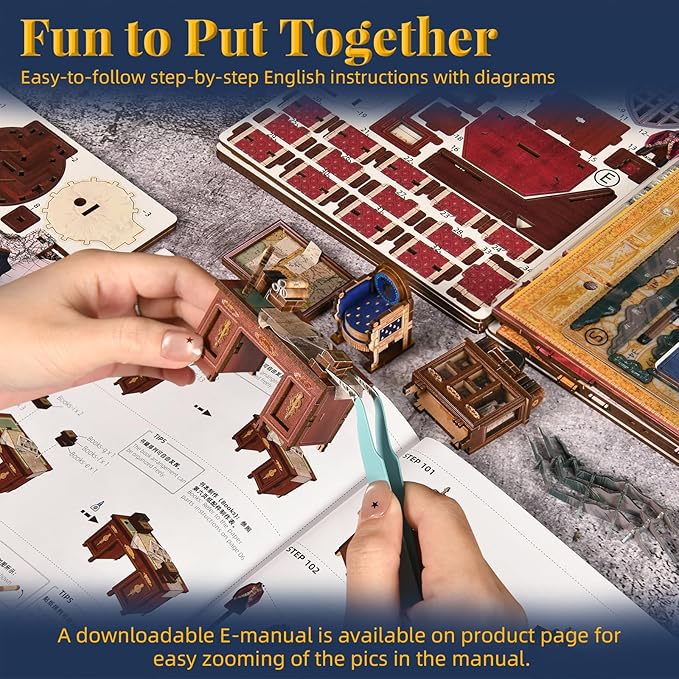 Book Nook Kit, DIY Miniature Dollhouse Booknook Kit for Adults and Teens, 3D Wooden Puzzle Booknook Tiny House Bookshelf Decor, Gifts for Family Friens (Napoleon)