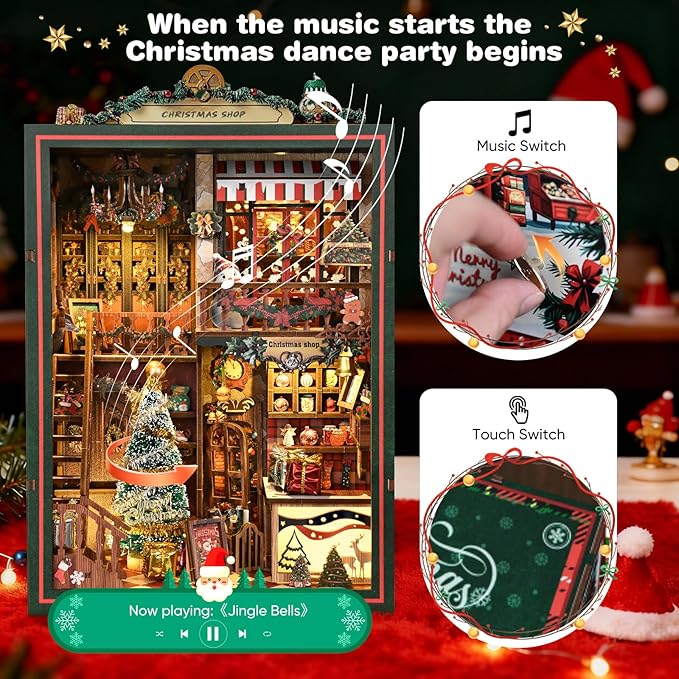 Book Nooks for Adults, DIY Miniature Dollhouse Book Nook Kit, Model Kits Craft Kits for Adults with Led Light and Music Mechanism, Adult Craft Kits Gifts for Family and Friends