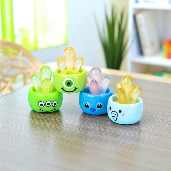 24 Mini Cactus Figurines Resin Plants Glow Dark Figures – Potted Cute Ornaments, Glowing Hidden Tiny Cacti Used for Garden Landscape, Aquarium Decoration, Luminous Micro Home Outdoor Plant Sculptures