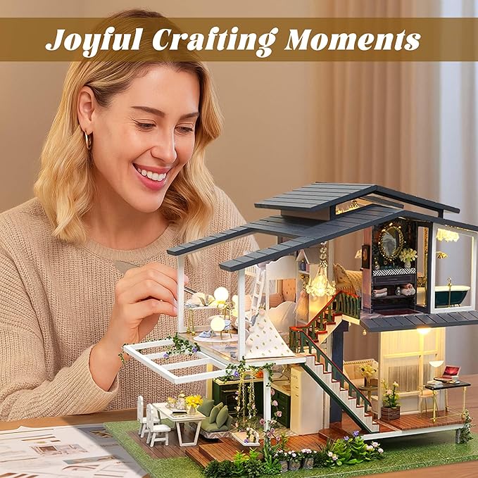 Flever Dollhouse Miniature DIY House Kit Creative Room with Furniture for Romantic Artwork Gift (Monet Garden)