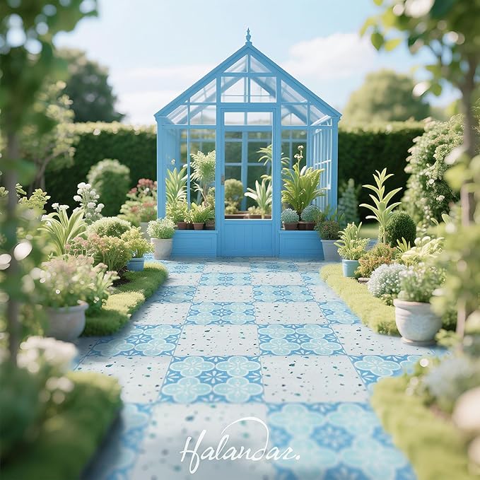 Halandar Dollhouse Flooring Tiles on 1/12 1/6 Scale Miniature Decor Accessories 32pcs Double-Sided