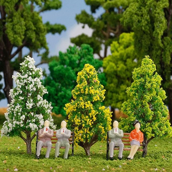 Cayway 65 PCS Model Trees Mixed Model Tree, Diorama Tree Fake Miniature Trees Model Scenery Supplies for DIY Projects Landscape Fairy Garden