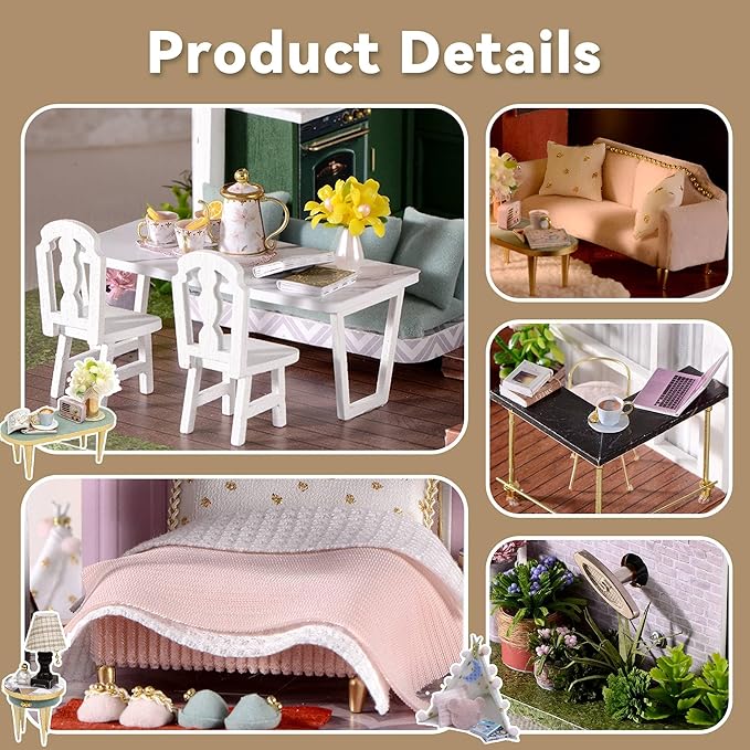 Flever Dollhouse Miniature DIY House Kit Creative Room with Furniture for Romantic Artwork Gift (Monet Garden)