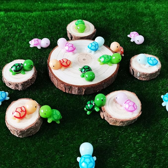 200 Pcs Tiny Sea Turtle Figurine Colorful Mini Turtle Statue Miniature Sea Creatures Tortoise Resin Animals for DIY Home Garden Decoration