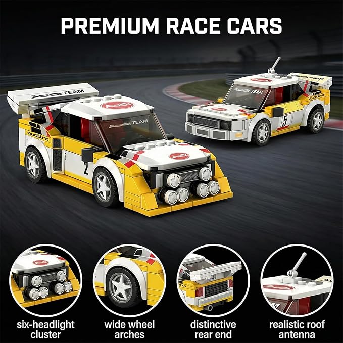 Au S1 WRC Rally Team 3-in-1 Race Cars Building Sets for Adults, 1:32 Scale Speed Wheels Champions Model Sports Cars with Trailer, Ideal Gifts for Men & Collectors (1362 PCS)