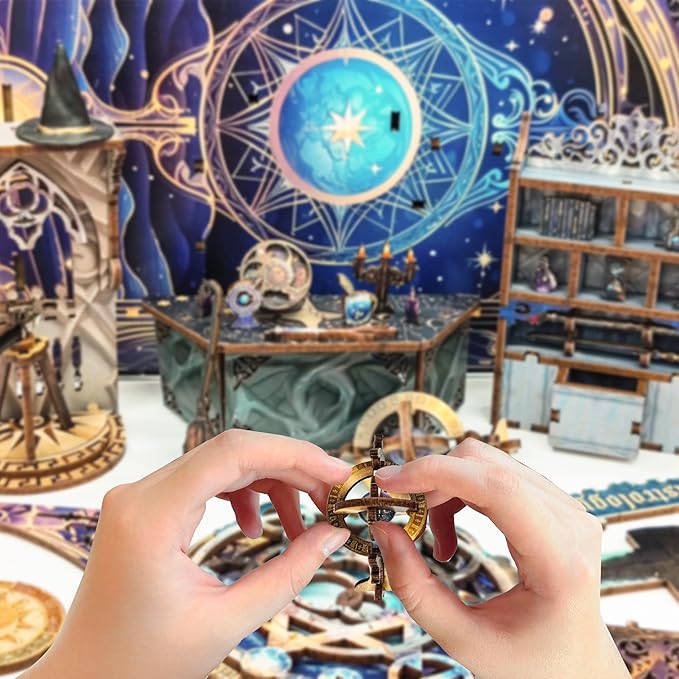 3D Puzzles Book Nook Kit, DIY Miniature Book Nook Kit Creative Decorative with LED Lights Bookend Bookshelf Insert for Adults Teens-Star Map Secrets(SQ -35)