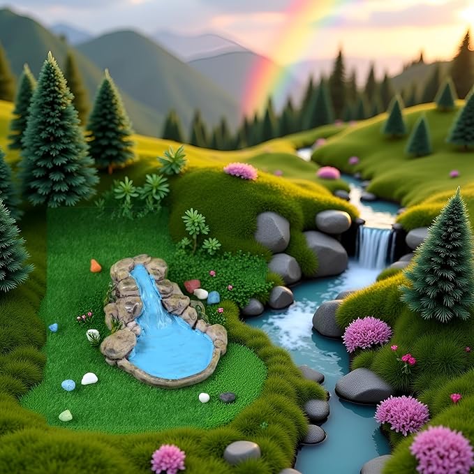 Blue DIY Miniature Mini Water Pool Fairy Garden Lawn Ornament Outdoor Statues for Mountain Dollhouse Decor Craft, Garden Sculptures and Statues, Outdoor Statues