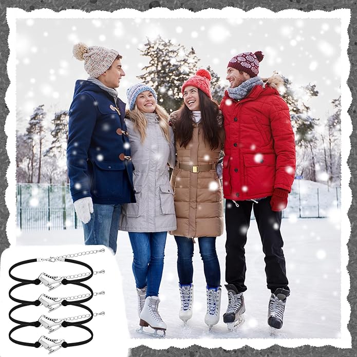 Funtery 24 Pcs Ice Skating Party Favors Colorful Ice Skating Bracelet Skater Birthday Gifts Sports Goodie Items Bulk for Women Men Skater Lover